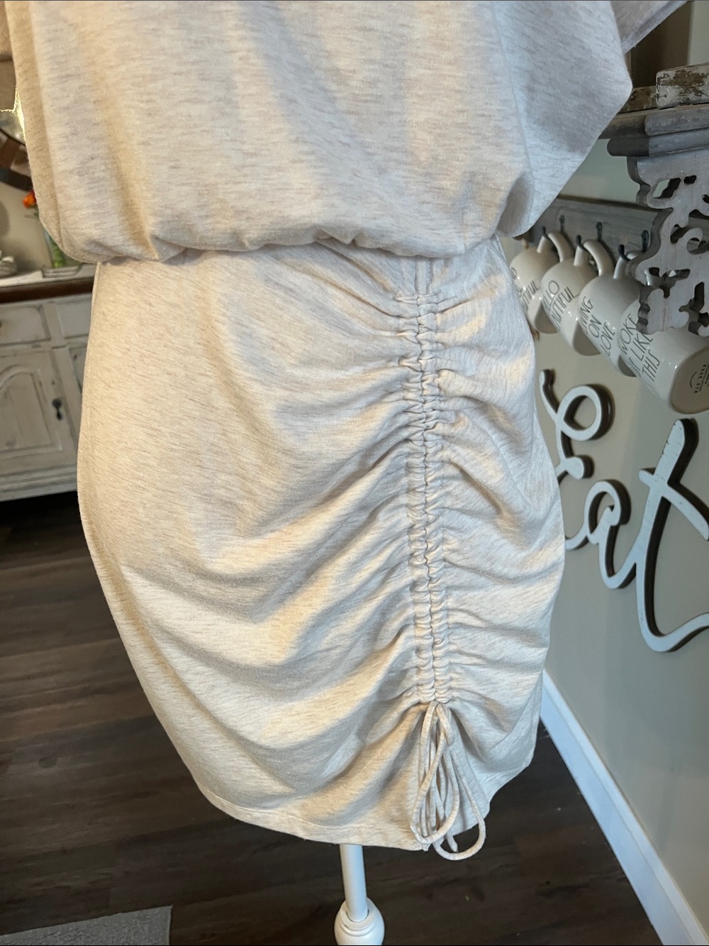 Express Cream Ruched Mini Dress - Picture 5 of 7